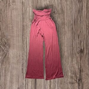 Hello Miss Terra-Cotta Strapless Wide Leg Jumpsuit with Pockets Size M